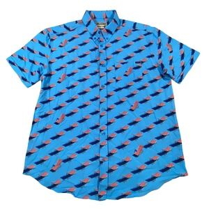 RSVLTS Men XXL Blue Beach Chair USA KUNUFLEX Short Sleeve Button Down Shirt